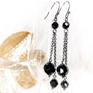 Dangle Earrings•Evening•Black Rondelle Beads